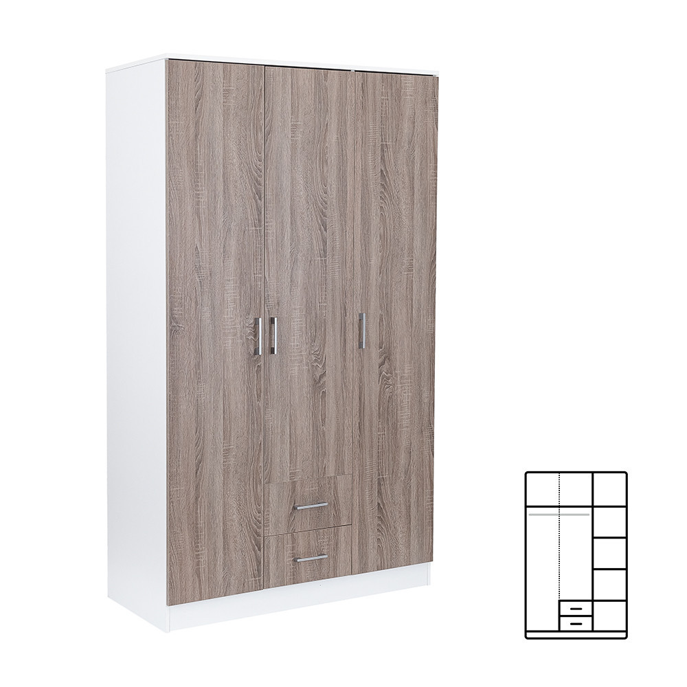 Mobilier dormitor - Leziter Dulap Miami 120x205 cm stejar York-alb