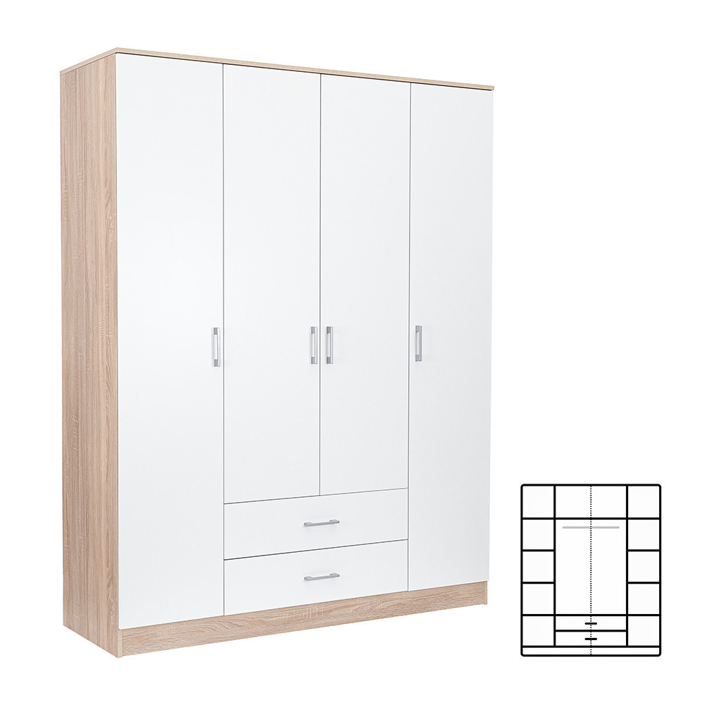 Mobilier dormitor - Leziter Dulap Miami 160x205 cm alb-stejar sonoma