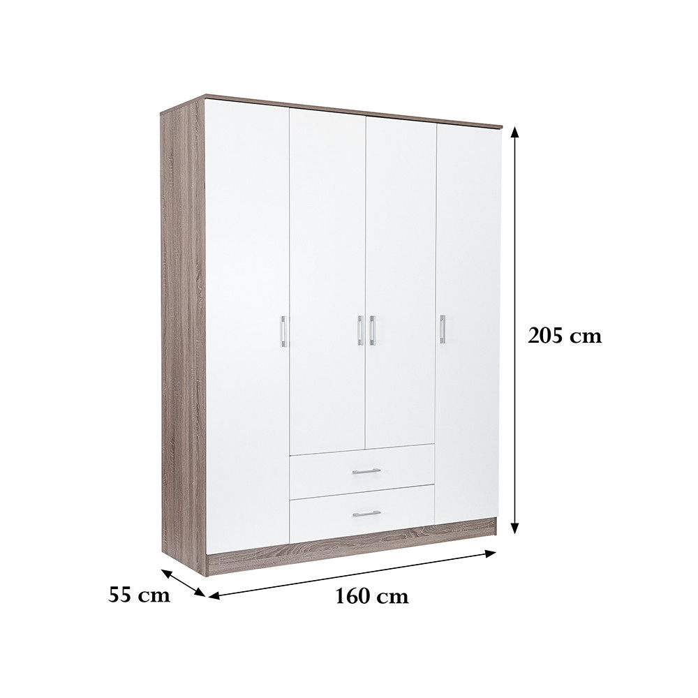 Leziter Dulap Miami 160x205 cm alb-stejar York [1]