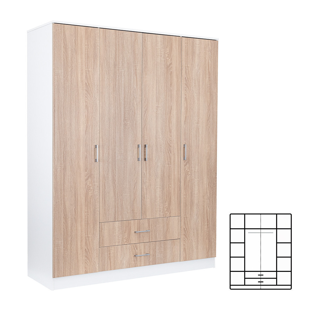 Mobilier dormitor - Leziter Dulap Miami 160x205 cm stejar sonoma-alb