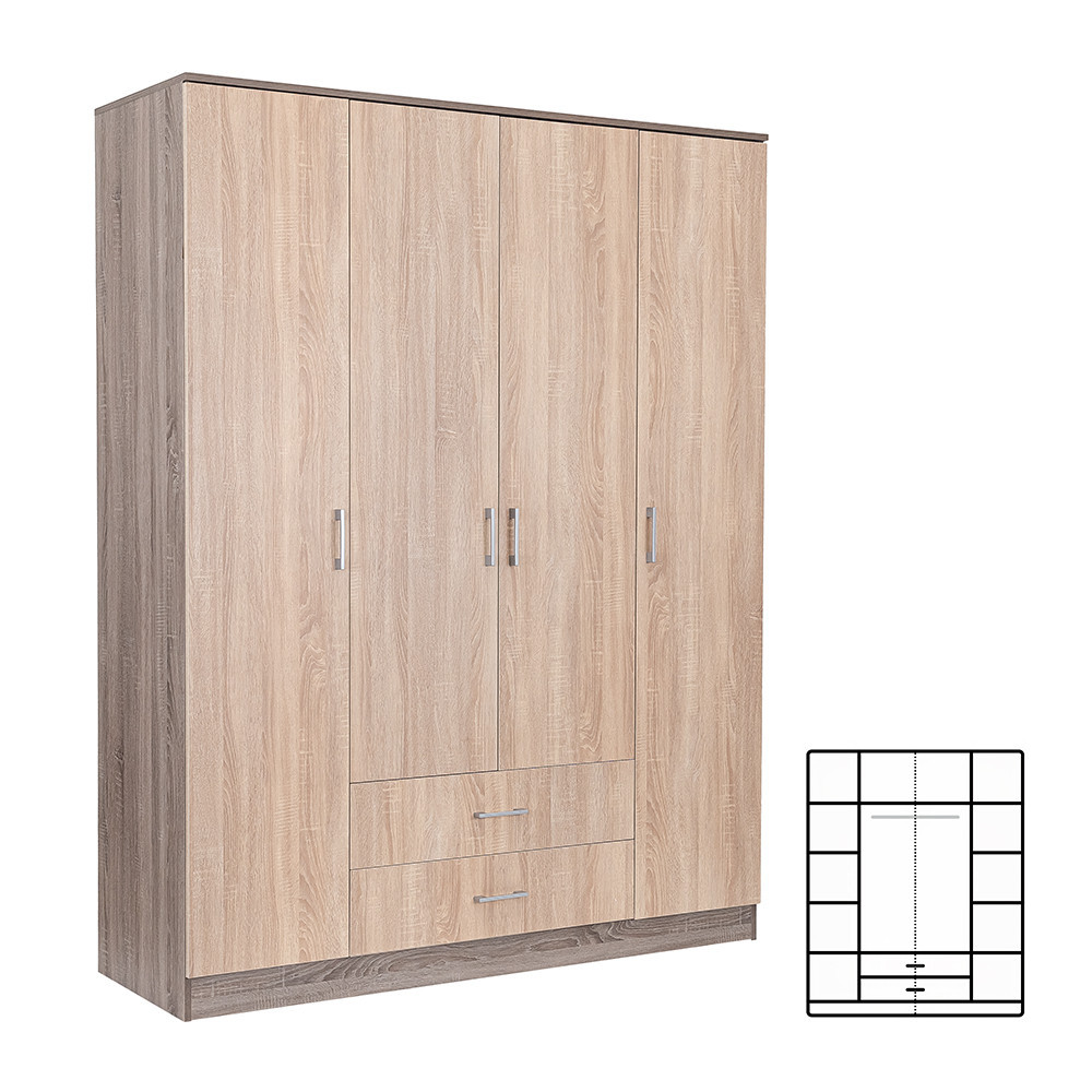 Leziter Dulap Miami 160x205 cm stejar Sonoma-stejar York [0]