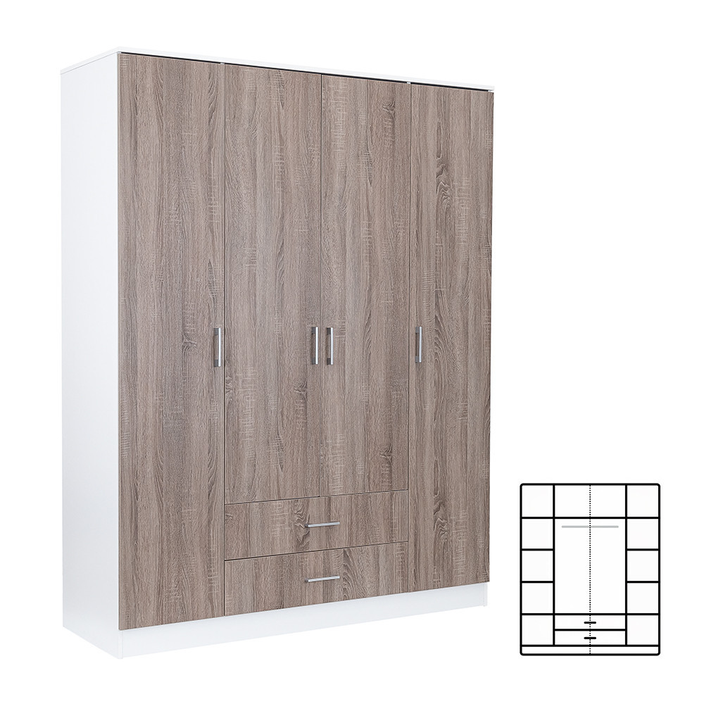 Dulap haine - Leziter Dulap Miami 160x205 cm stejar York-alb