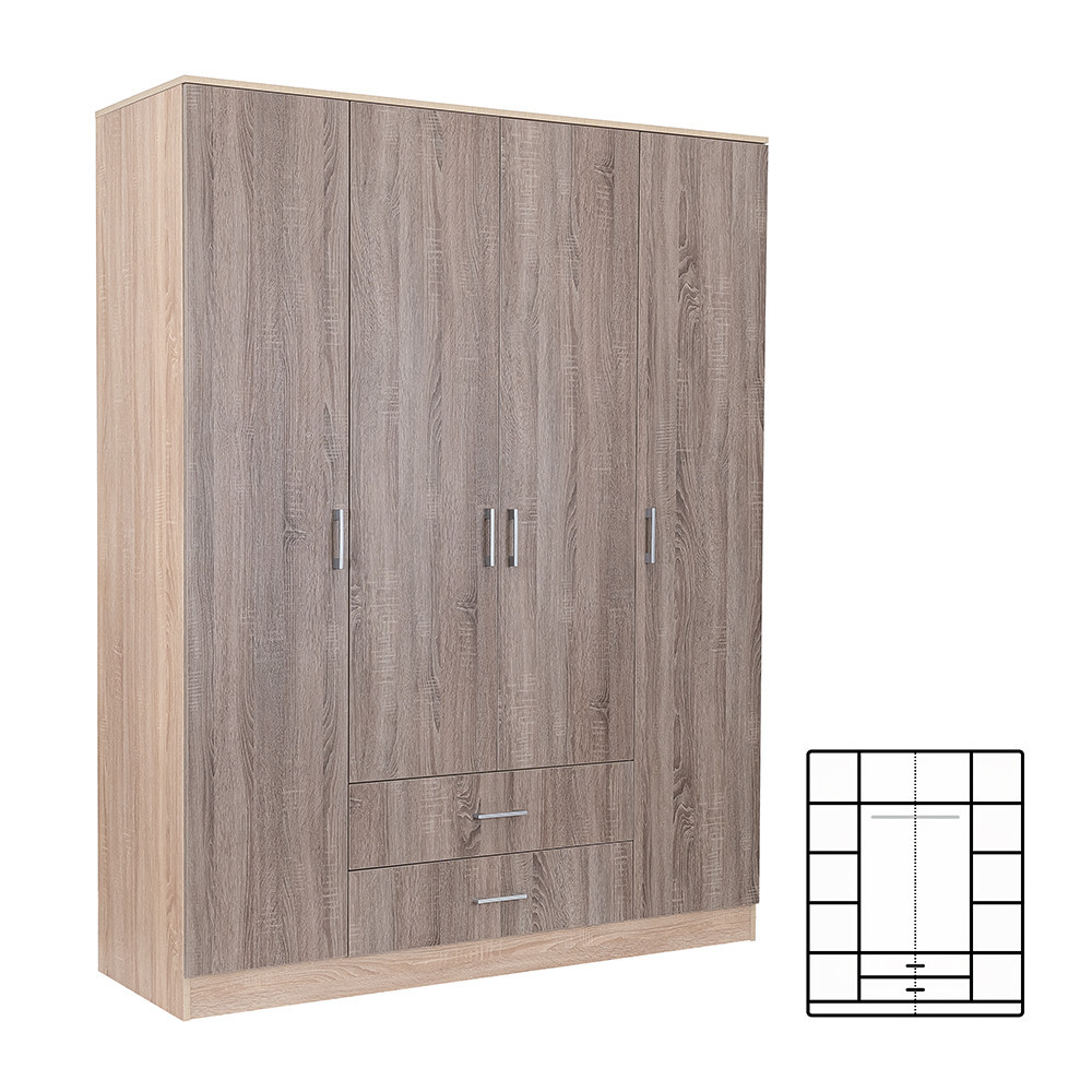 Dulap haine - Leziter Dulap Miami 160x205 cm stejar York-stejar Sonoma