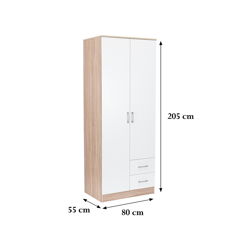 Leziter Dulap Miami 80x205 cm alb-stejar sonoma [1]