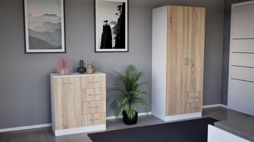 Leziter Dulap Miami 80x205 cm stejar sonoma-alb [1]