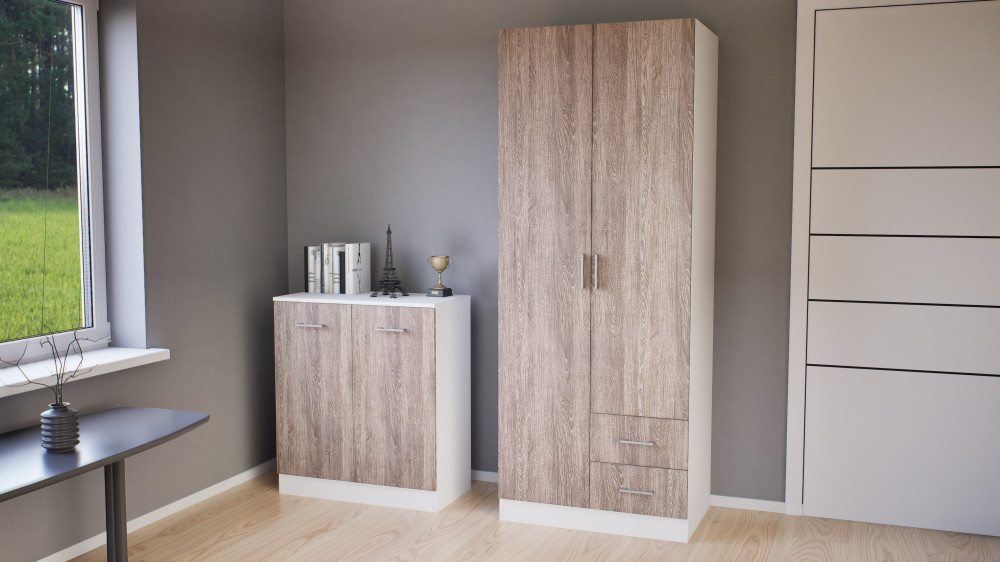 Leziter Dulap Miami 80x205 cm stejar York-alb [1]