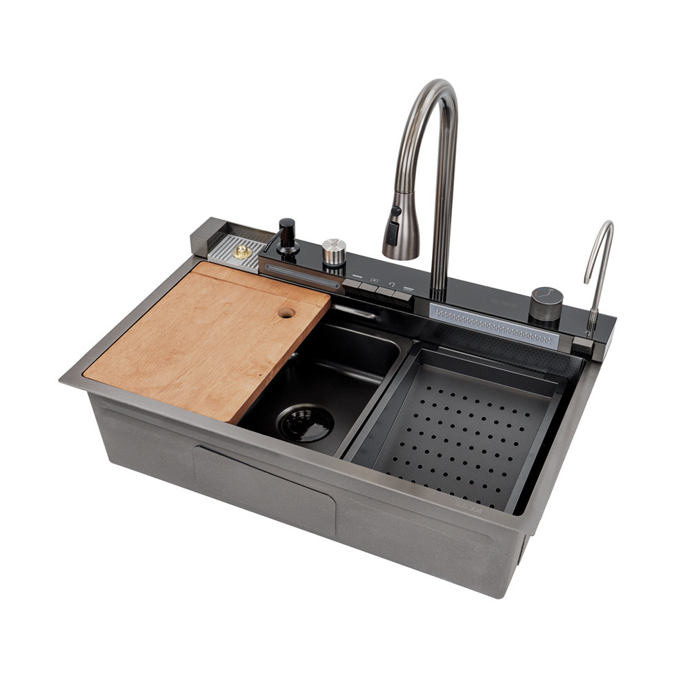 Leziter Chiuvetă multifuncțională Catania din oțel inoxidabil cu baterie digitală [1]