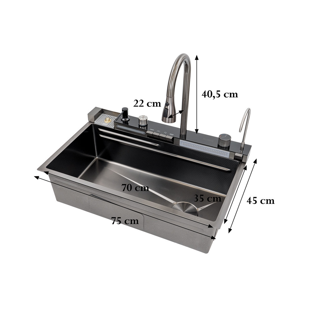 Leziter Chiuvetă multifuncțională Catania din oțel inoxidabil cu baterie digitală [3]