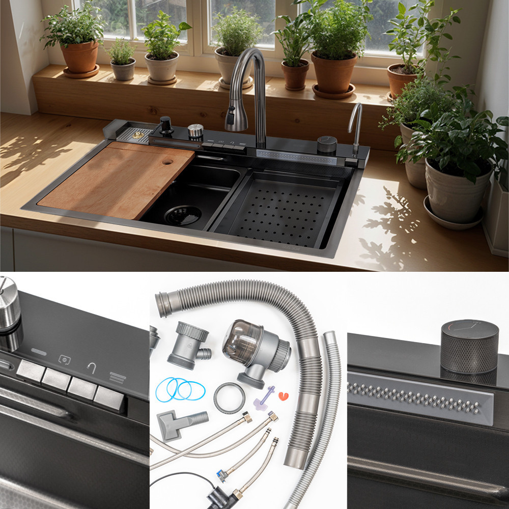 Leziter Chiuvetă multifuncțională Catania din oțel inoxidabil cu baterie digitală [5]