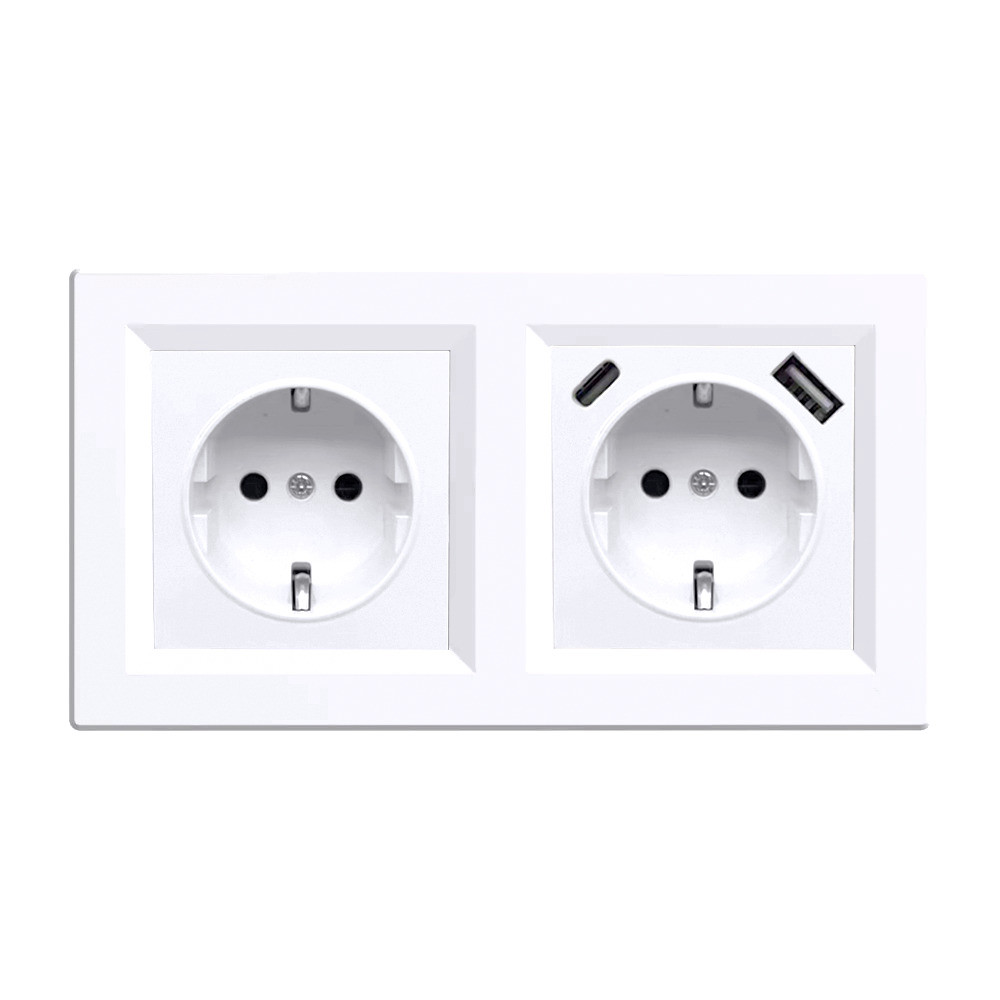 Conector, soclu - Leziter Ștecher Nova cu conector USB cu cadru alb