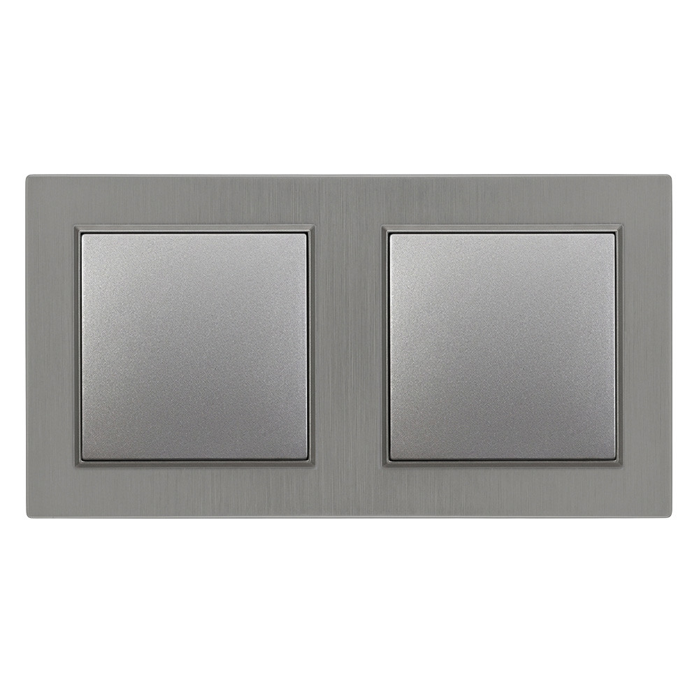 Electronică - Leziter Întrerupător dublu Nova 106 gri cu cadru dublu