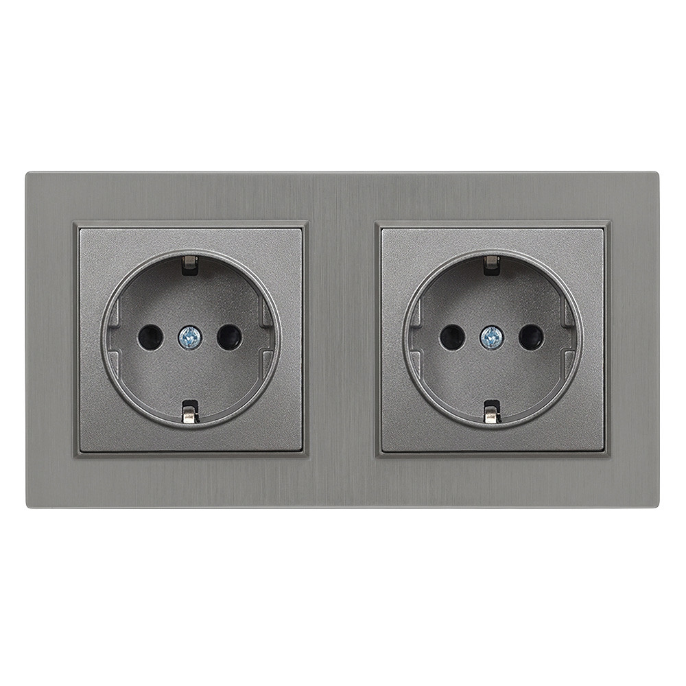 Conector, soclu - Leziter Priză dublă Nova cu cadru gri