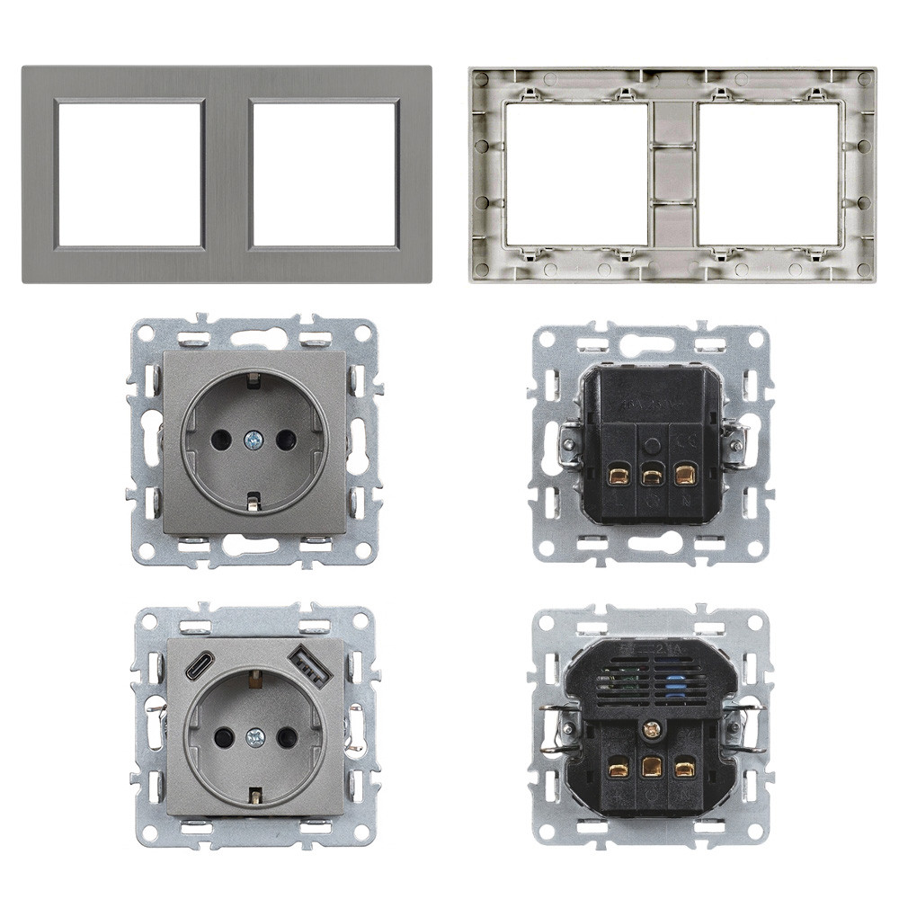 Leziter Ștecher Nova cu conector USB cu cadru gri [4]