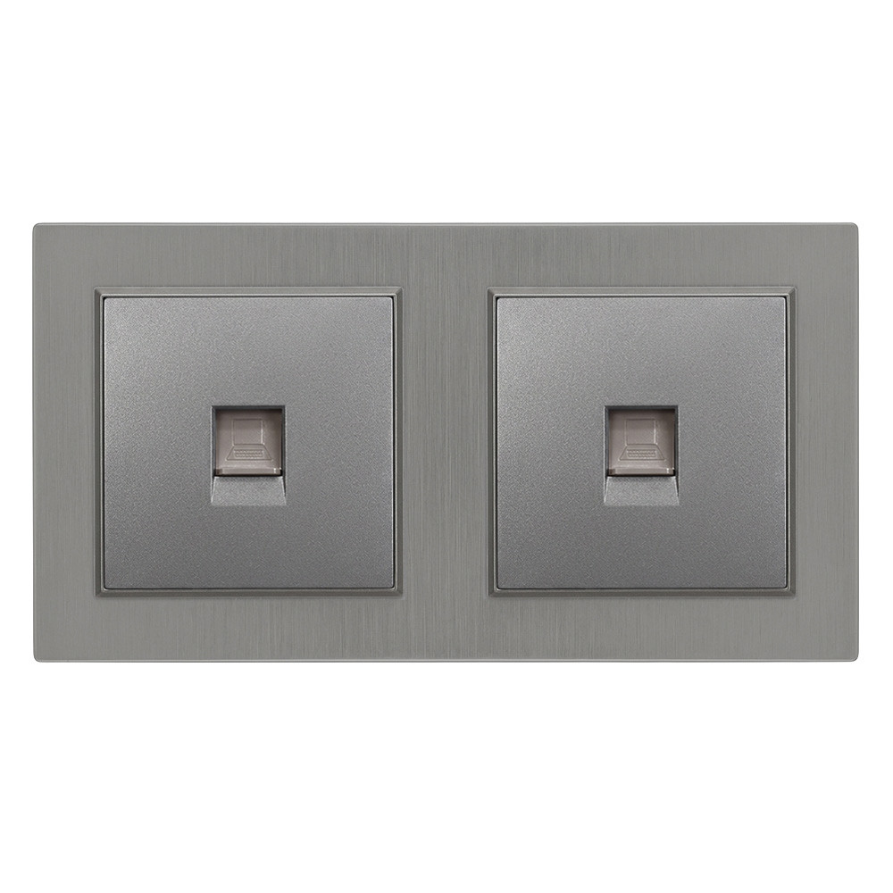 Conector, soclu - Leziter Nova dublă priză UTP RJA-45 cu cadru gri