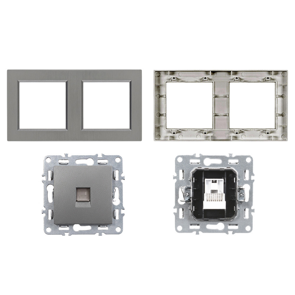 Leziter Nova dublă priză UTP RJA-45 cu cadru gri [3]