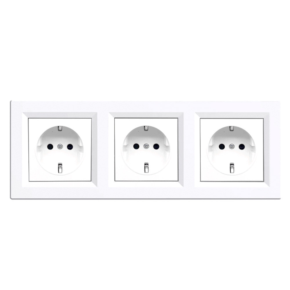 Conector, soclu - Leziter Ștecher cu împământare Nova III cu cadru alb