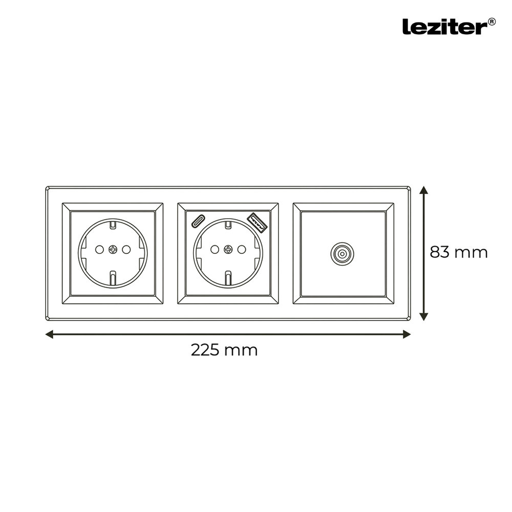 Leziter Ștecher Nova, USB, priză TV cu cadru alb [2]