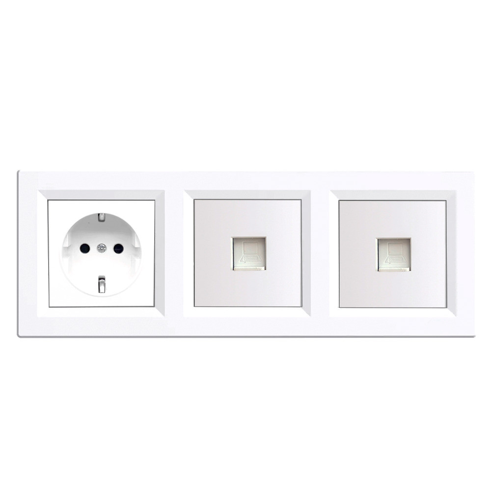 Conector, soclu - Leziter Mufa Nova III cu doi conectori UTP cu cadru alb