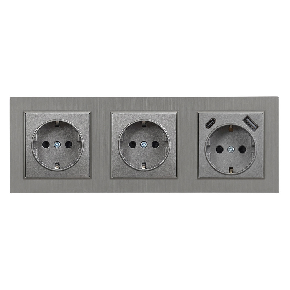 Conector, soclu - Leziter Nova III două premiu cu conector USB cu cadru gri