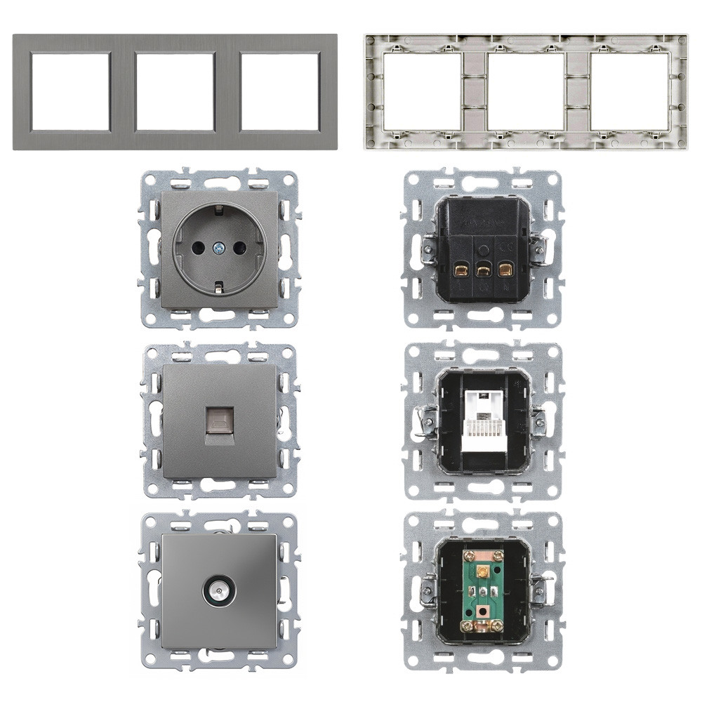 Leziter Ștecher Nova, UTP, cu conector TV, cadru gri [5]
