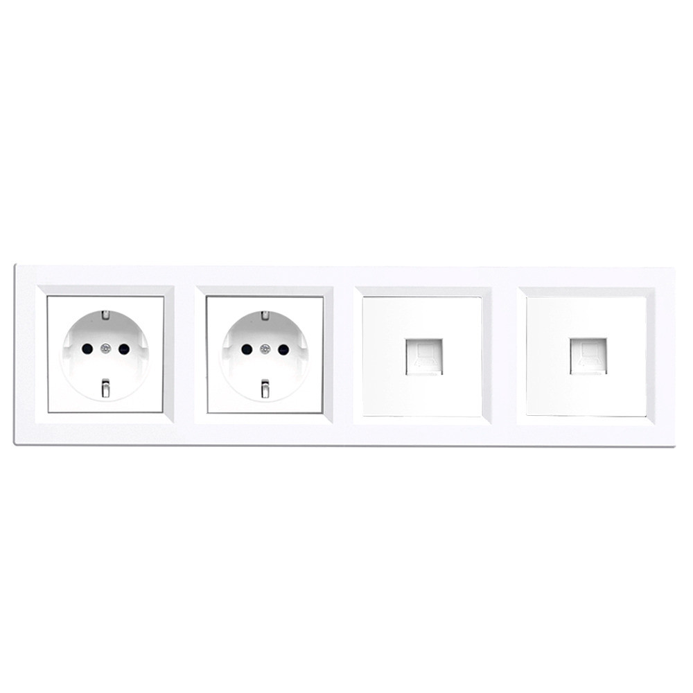 Conector, soclu - Leziter Nova IV două fișe cu doi conectori UTP cu cadru alb