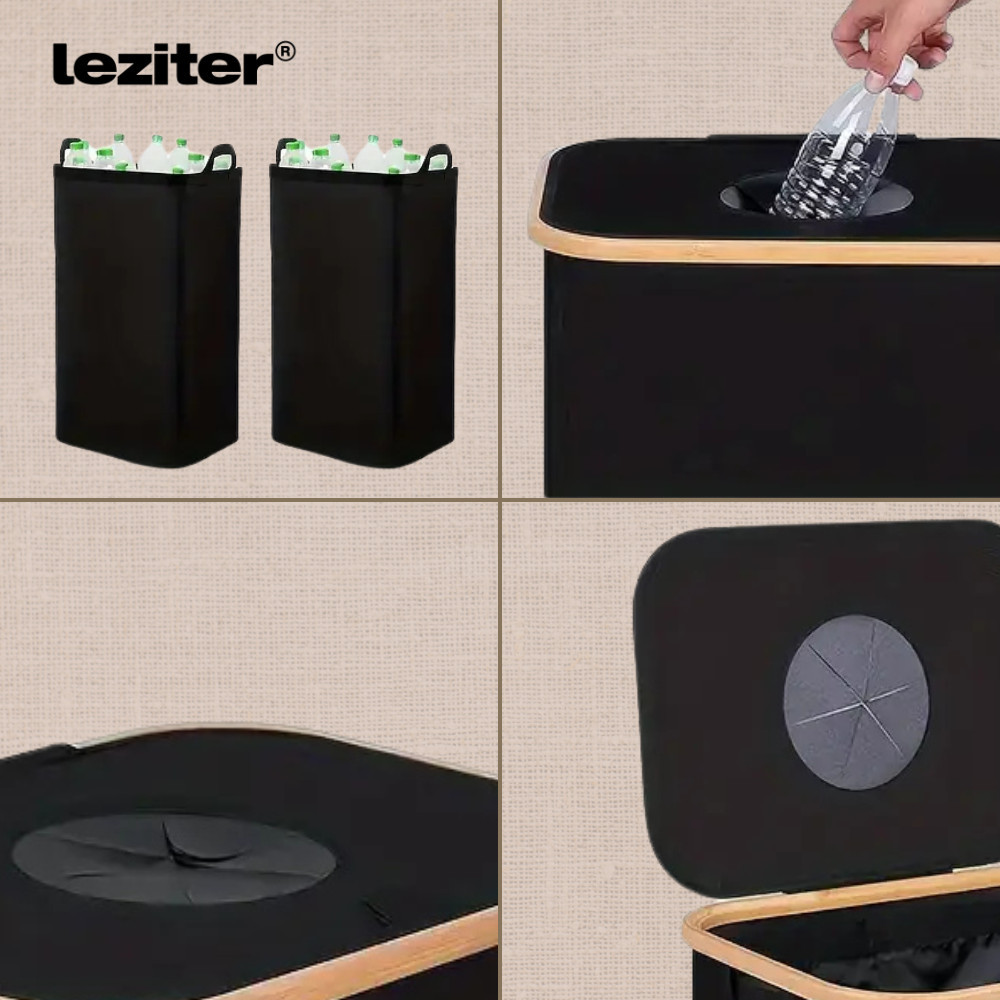 Leziter Colector selectiv de sticle cu două compartimente 140l alb [8]