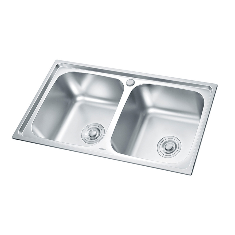 Leziter Chiuvetă pătrată Nago din oțel inoxidabil cu două cuve [3]