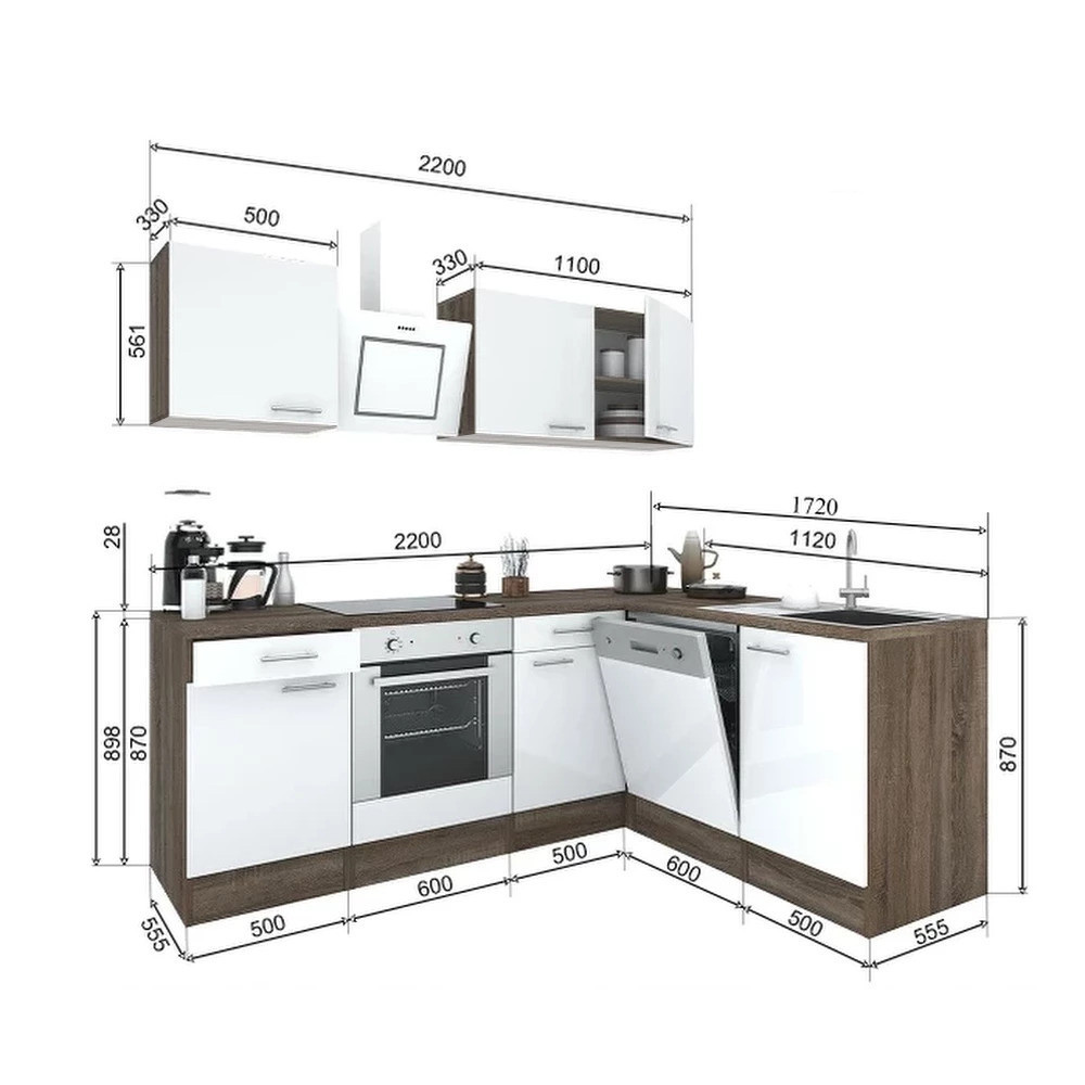 Leziter Dulap de bucătărie de colț Yorki 220 cu cuptor de jos [5]