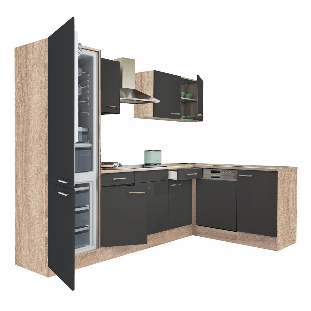 Mobilier bucătărie - Leziter Unitate de bucătărie de colț Yorki 280 cu congelator inferior și frigider