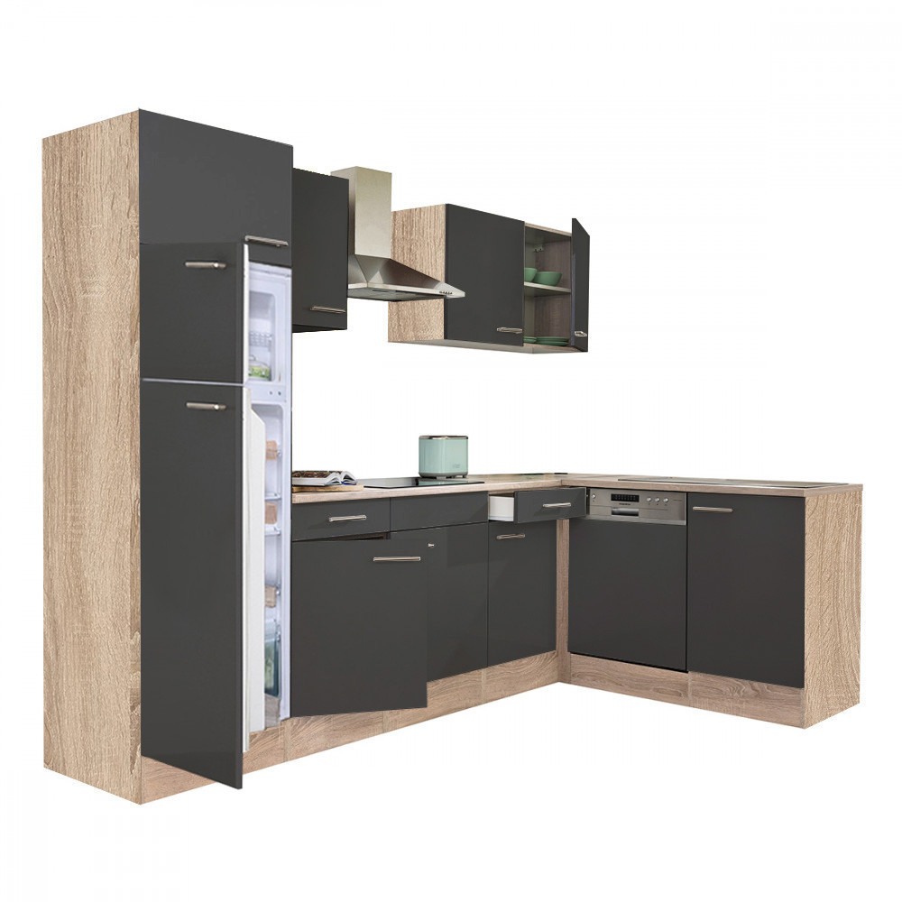 Mobilier bucătărie - Leziter Dulap de bucătărie de colț Yorki 280 cu congelator superior și frigider