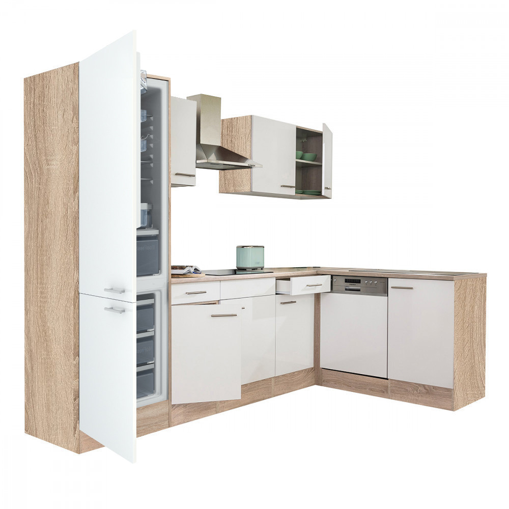 Mobilier bucătărie - Leziter Unitate de bucătărie de colț Yorki 280 cu congelator inferior și frigider