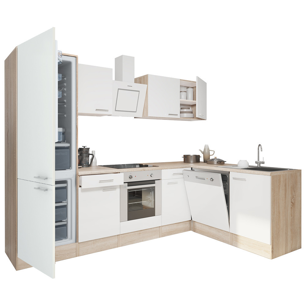 Mobilier bucătărie - Leziter Unitate de bucătărie de colț Yorki 280 cu cuptor inferior și frigider cu congelator inferior