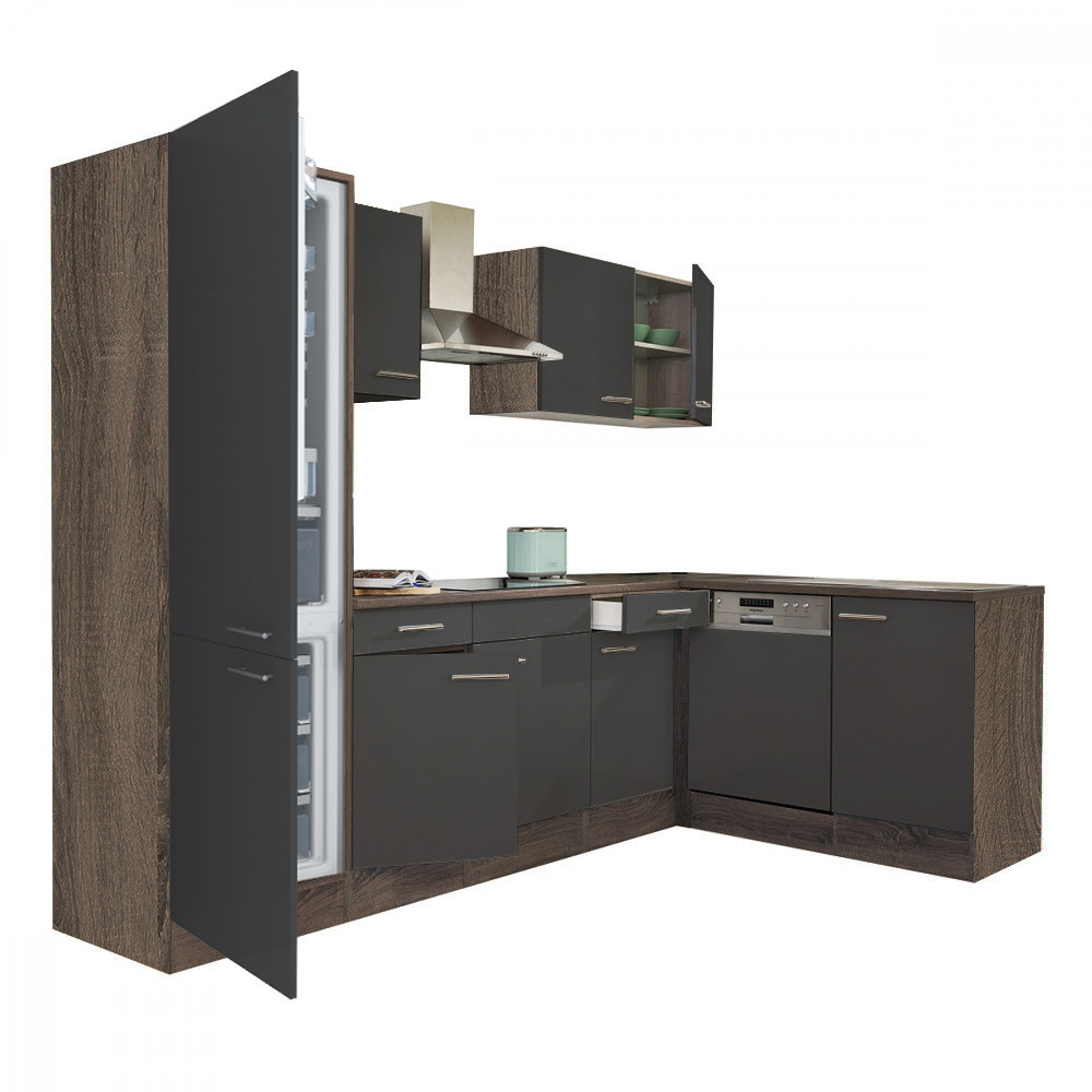 Mobilier bucătărie - Leziter Unitate de bucătărie de colț Yorki 280 cu congelator inferior și frigider