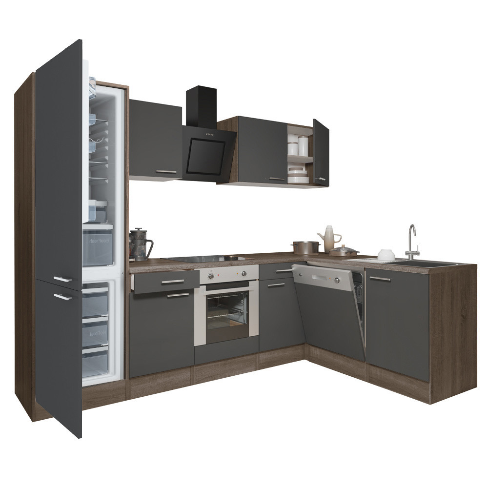 Mobilier bucătărie - Leziter Unitate de bucătărie de colț Yorki 280 cu cuptor inferior și frigider cu congelator inferior