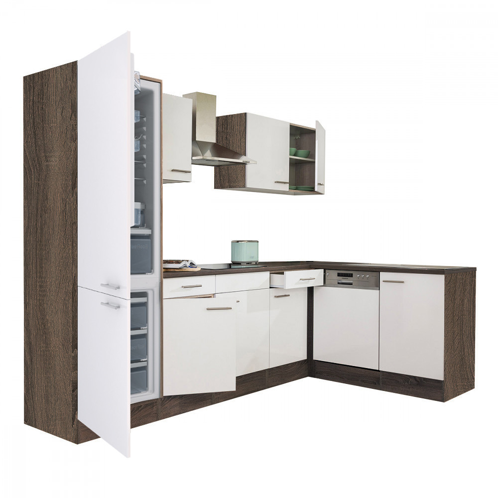 Mobilier bucătărie - Leziter Unitate de bucătărie de colț Yorki 280 cu congelator inferior și frigider