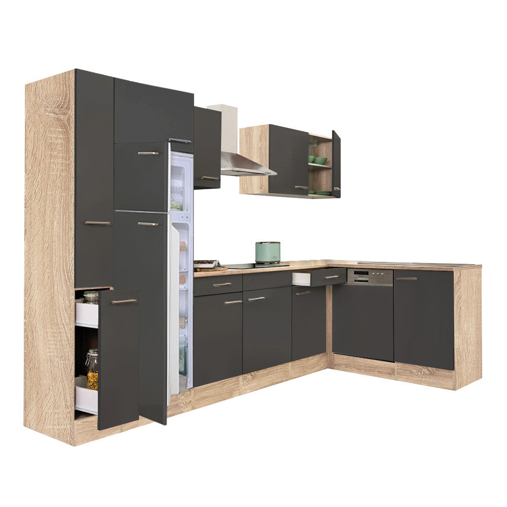 Mobilier bucătărie - Leziter Unitate de bucătărie de colț Yorki 310 cu congelator superior și frigider