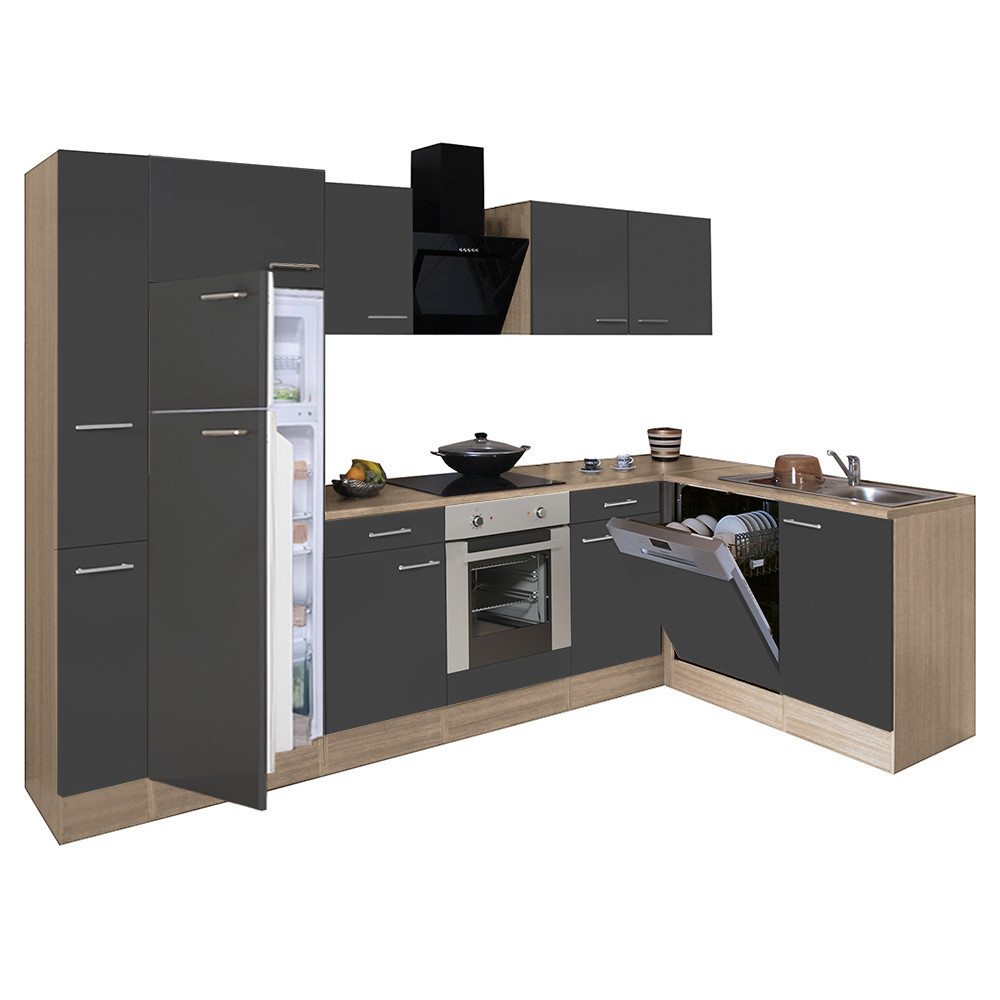 Mobilier bucătărie - Leziter Unitate de bucătărie de colț Yorki 310 cu cuptor inferior, congelator superior și frigider