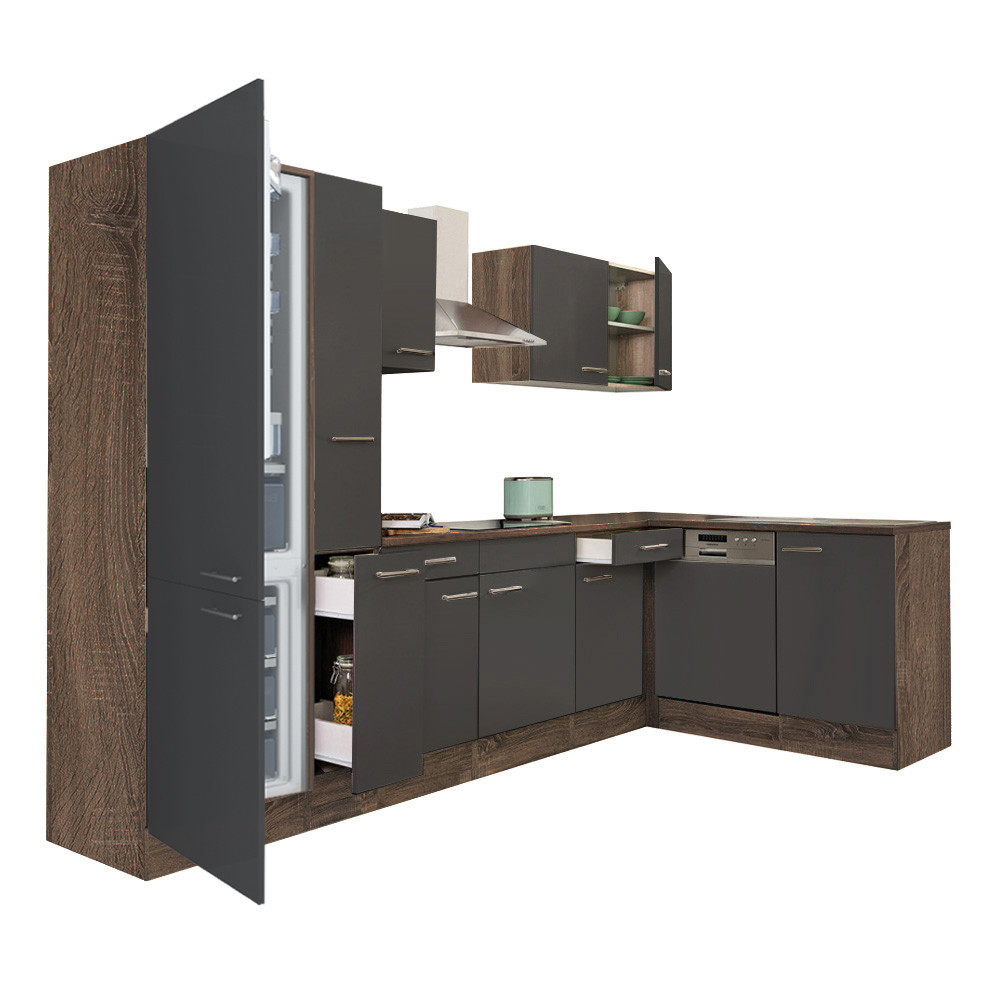 Mobilier bucătărie - Leziter Unitate de bucătărie de colț Yorki 310 cu congelator inferior și frigider