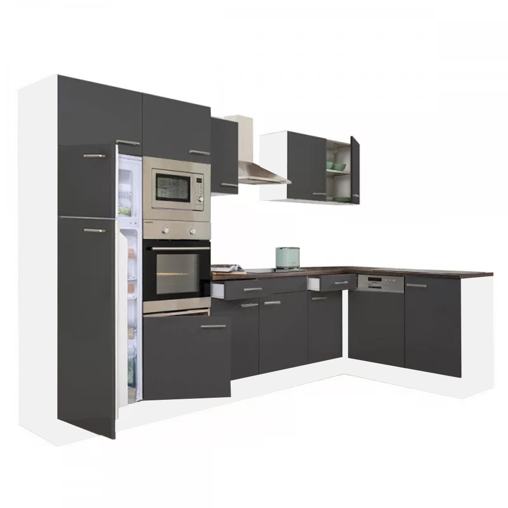 Mobilier bucătărie - Leziter Unitate de bucătărie de colț Yorki 340 cu congelator superior și frigider