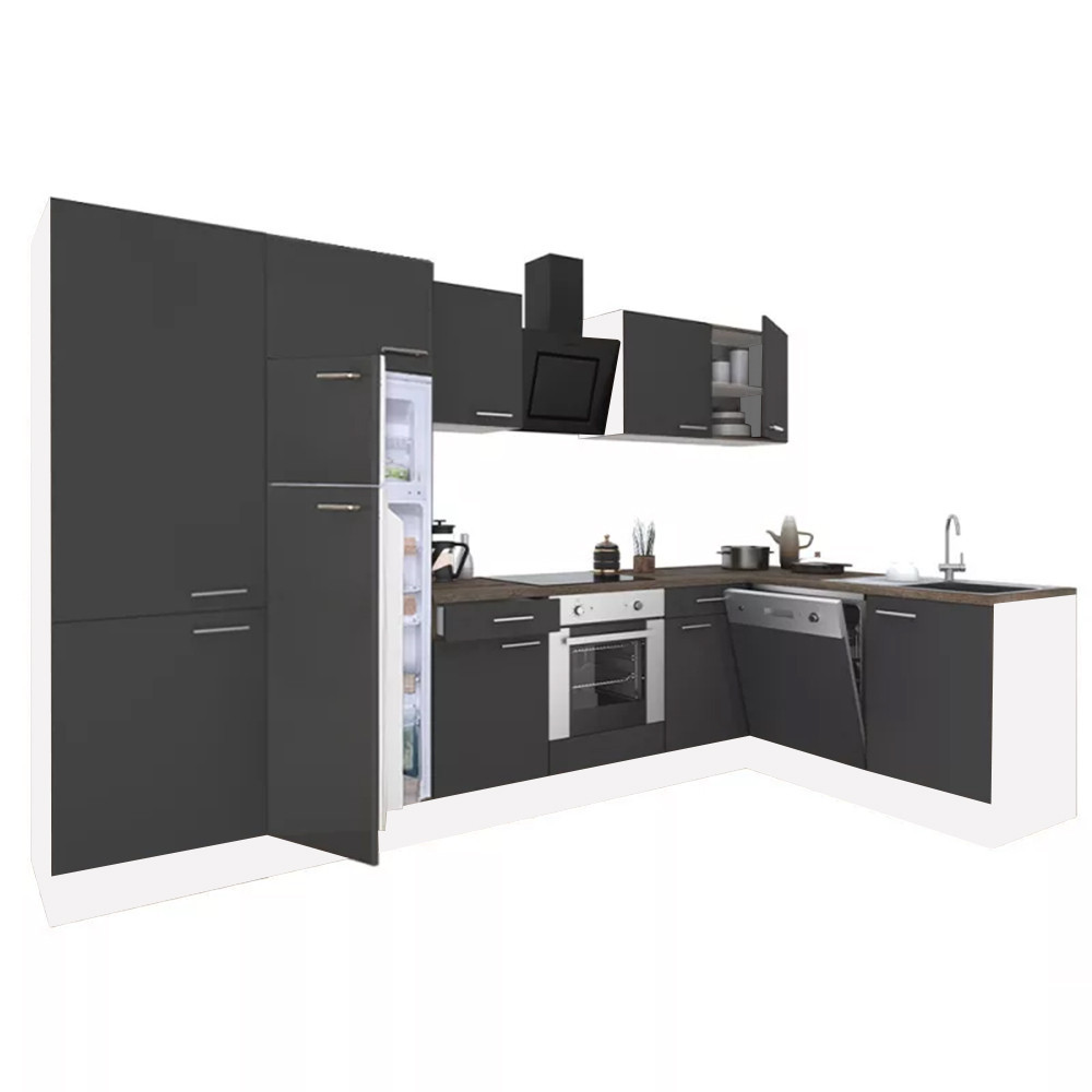 Mobilier bucătărie - Leziter Unitate de bucătărie de colț Yorki 340 cu cuptor inferior, congelator superior și frigider