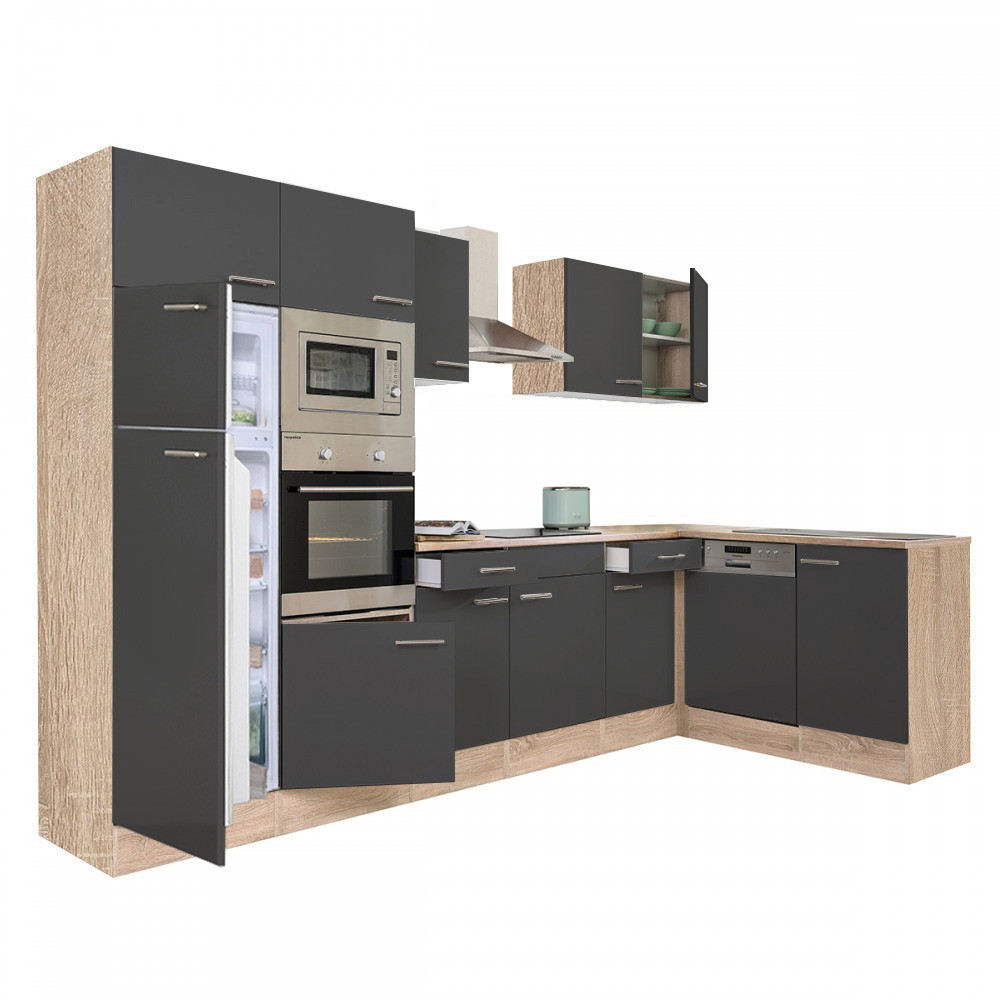 Mobilier bucătărie - Leziter Unitate de bucătărie de colț Yorki 340 cu congelator superior și frigider