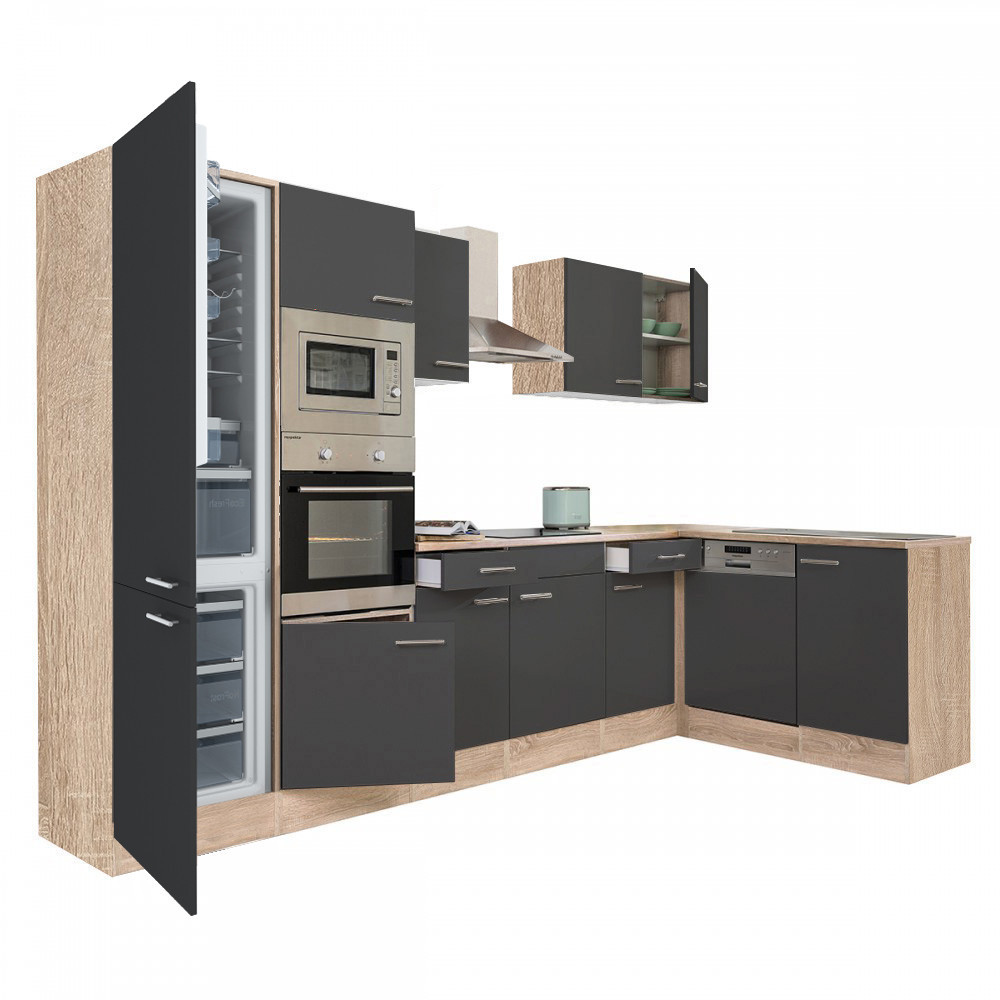 Mobilier bucătărie - Leziter Unitate de bucătărie de colț Yorki 340 cu congelator inferior și frigider