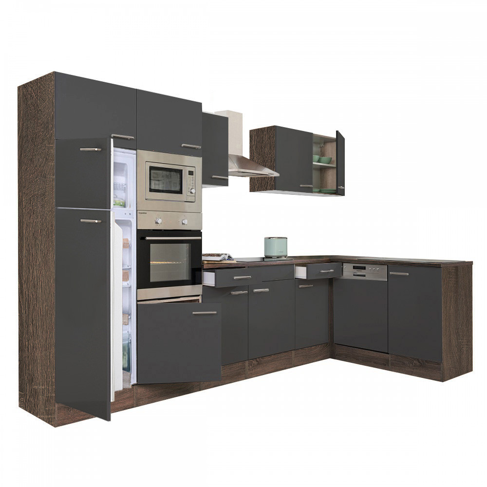 Mobilier bucătărie - Leziter Unitate de bucătărie de colț Yorki 340 cu congelator superior și frigider