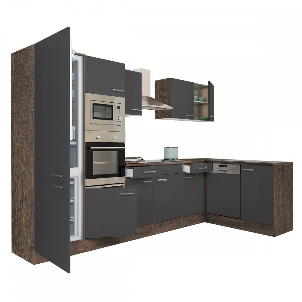 Mobilier bucătărie - Leziter Unitate de bucătărie de colț Yorki 340 cu congelator inferior și frigider