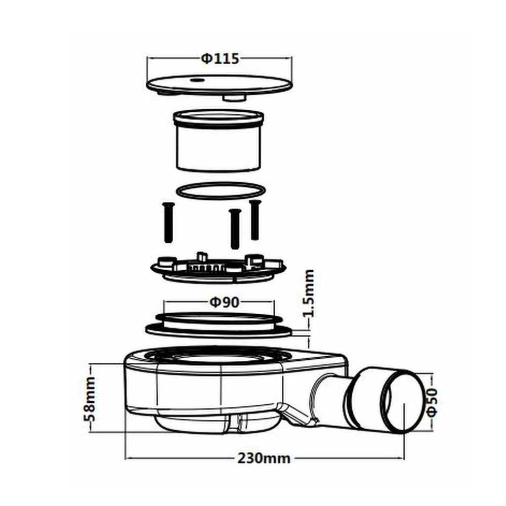 Leziter Sifon pentru cădiță de duș 90 mm [5]