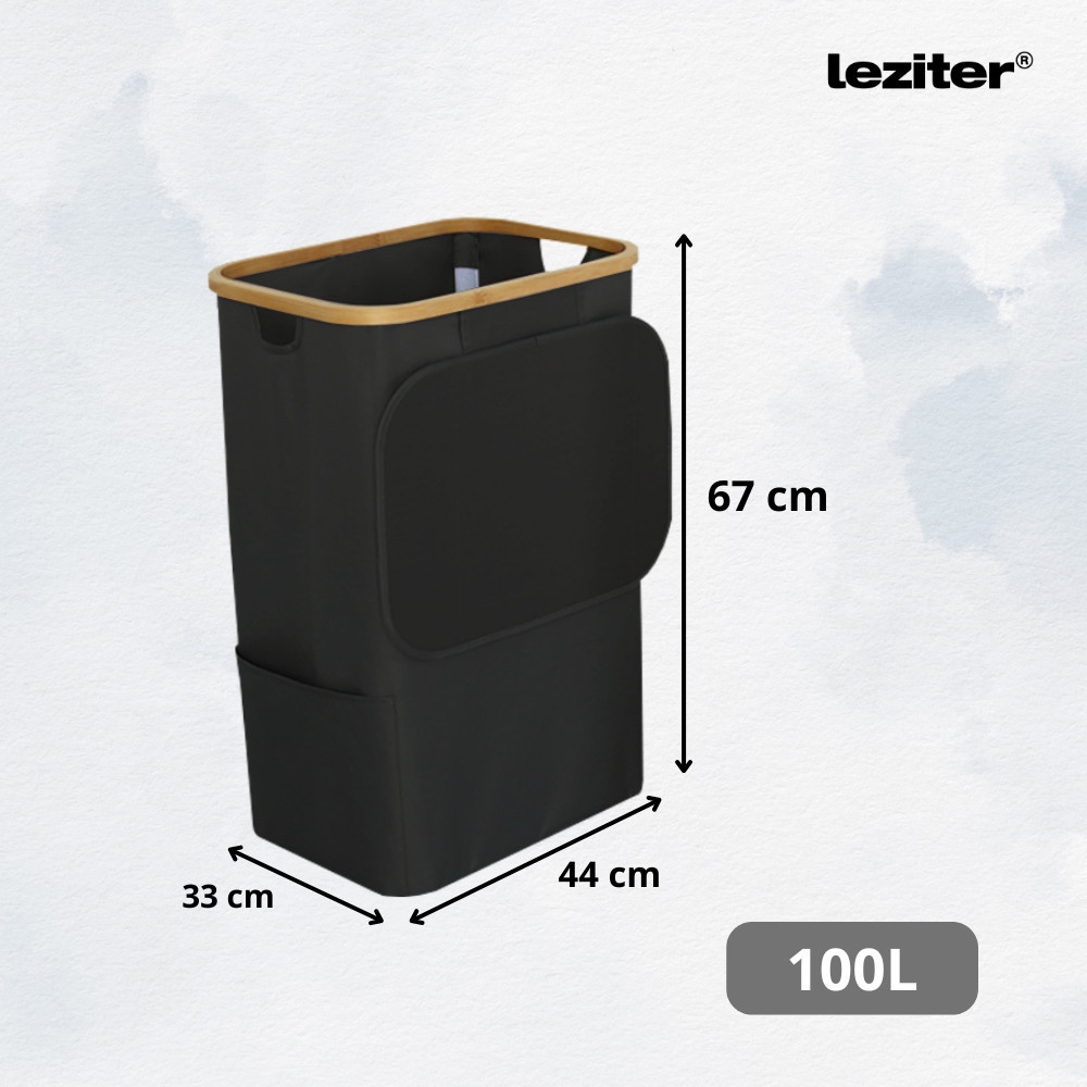 Leziter Coș de gunoi 100L negru 44x33x67 cm [2]