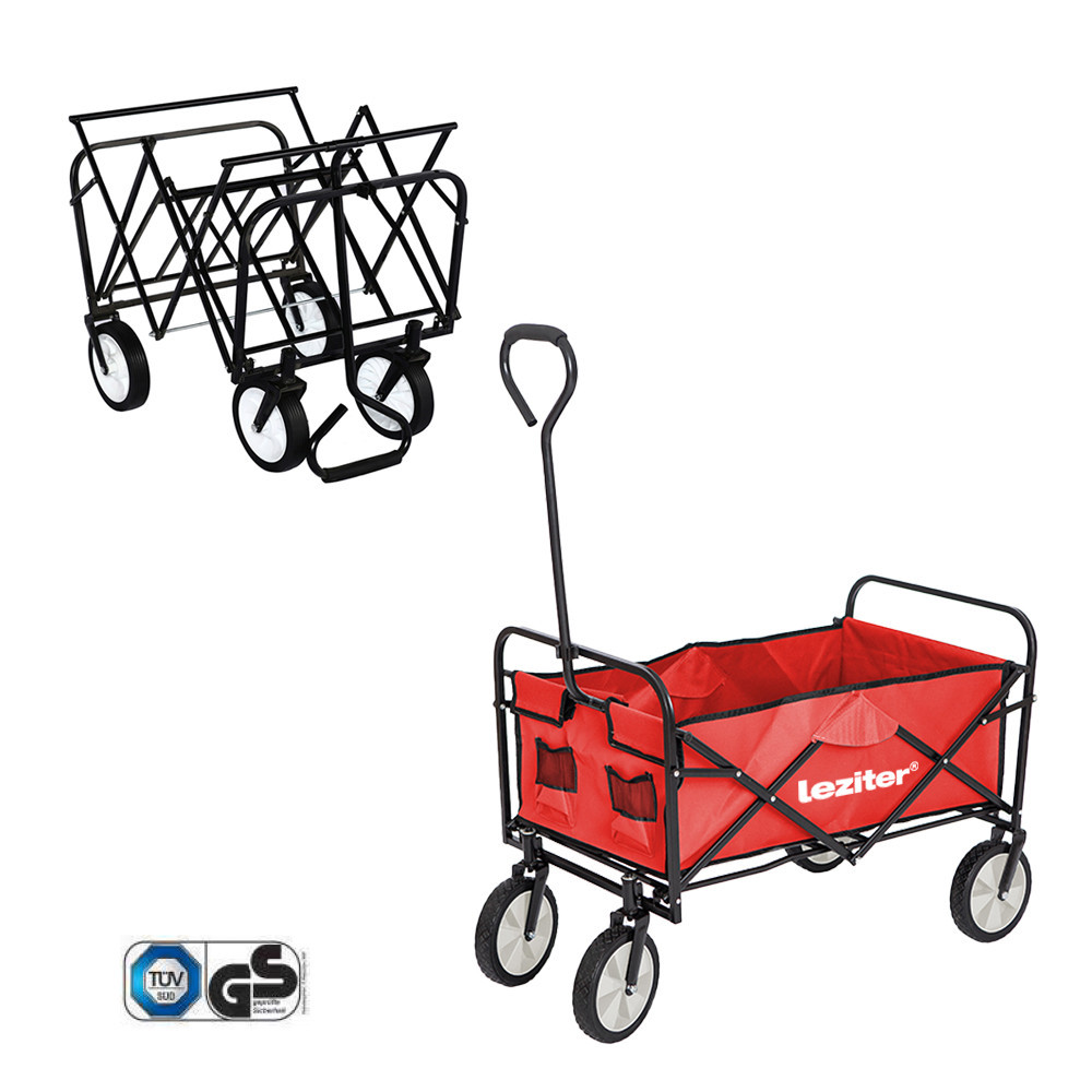 Cărucior grădină - Leziter Cărucior de plajă pliabil de grădină roșu