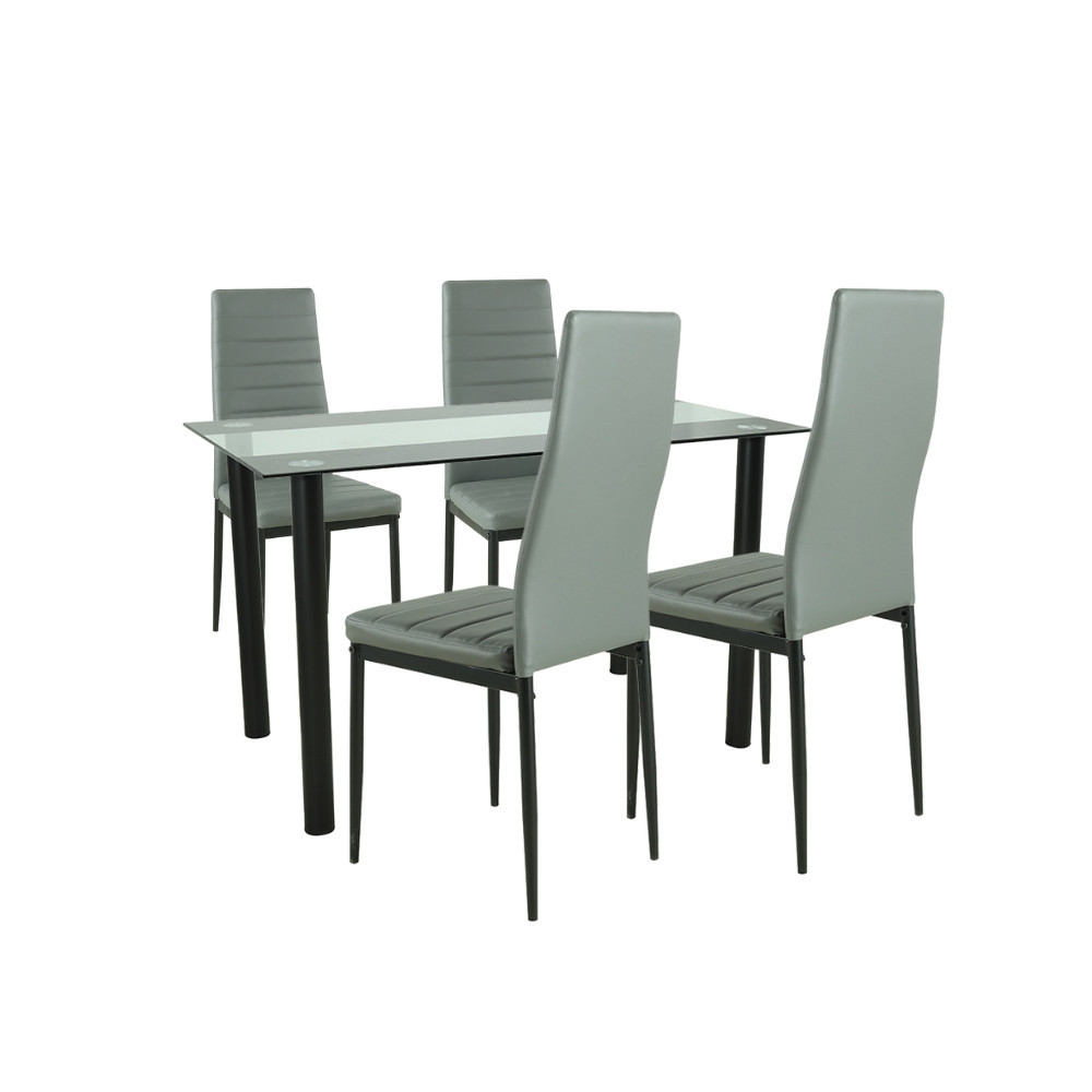 Mobilier - Leziter Set de masă Mezza 4 1 gri-negru