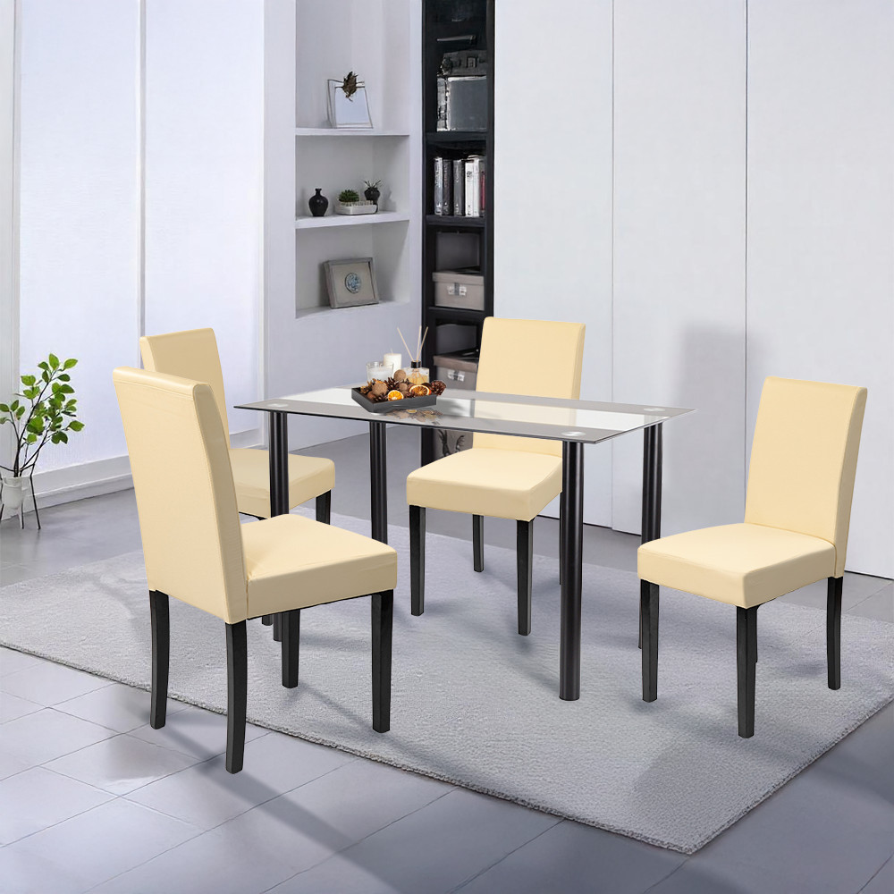 Leziter Set de masă Karin 4 1 negru-bej [1]