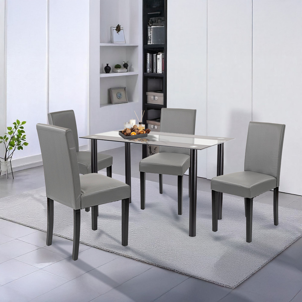 Leziter Set de masă Karin 4 1 negru-gri [1]